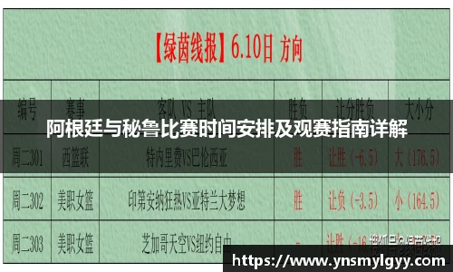 阿根廷与秘鲁比赛时间安排及观赛指南详解